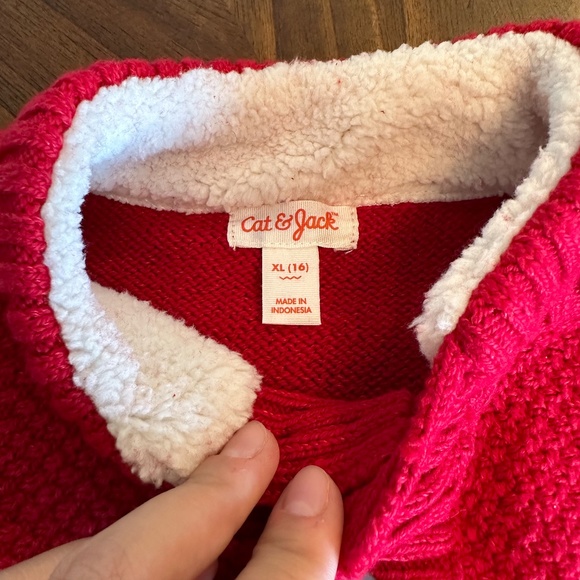 Boys red knit button up pull over holiday Christmas sweater - Picture 2 of 2